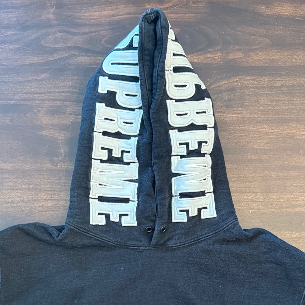 Supreme Black Hoodie with Bold white Lettering